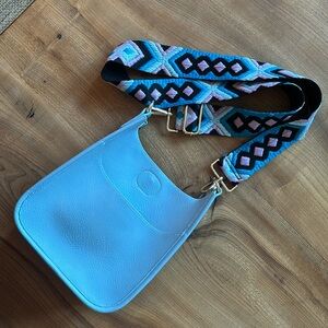 Baby blue faux leather cross body